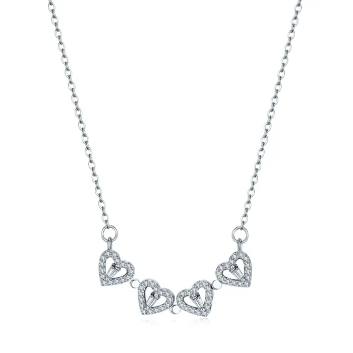 Silver Clover Hearts Necklace - Image 2
