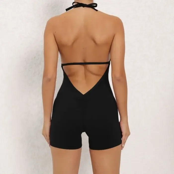 Yoga Pants Halter Neck Jumpsuit Beauty Back Shorts High Elastic One-piece Fitness For Womens Clothing - Image 16