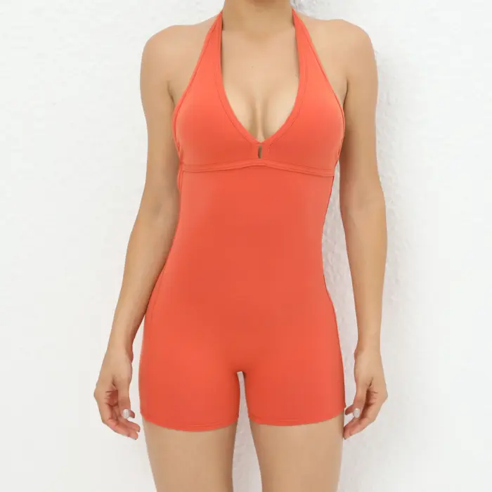 Yoga Pants Halter Neck Jumpsuit Beauty Back Shorts High Elastic One-piece Fitness For Womens Clothing - Image 7